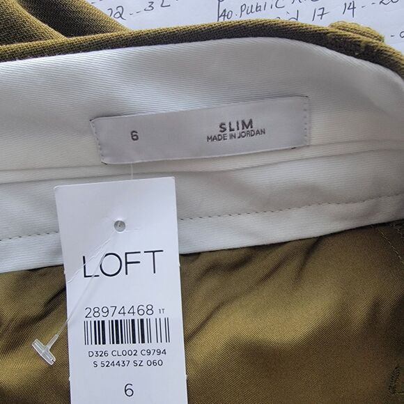 Loft womens slim through the leg ankle pant size 6 olive green office careers - Picture 8 of 10